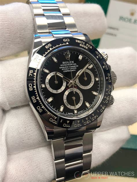 rolex mens stainless steel daytona black dial|rolex daytona black price.